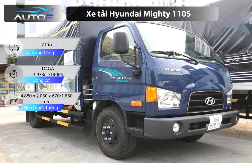 Giá xe tải Hyundai Mighty 110S thùng mui bạt, kín, lửng tại AutoF