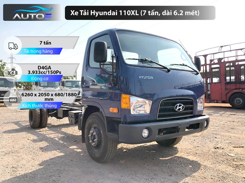 Xe tải Hyundai 110XL thùng dài đến 6.2 mét