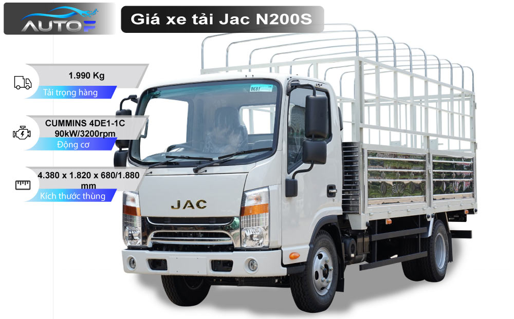 Jac N200S (1.9 tấn - 4.3 mét): Giá bán, thông số và khuyến mãi