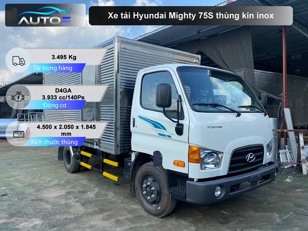 Giá xe tải Hyundai New Mighty 75S thùng mui bạt, kín, lửng