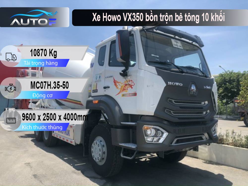 Xe Howo VX350 bồn trộn bê tông 10 khối